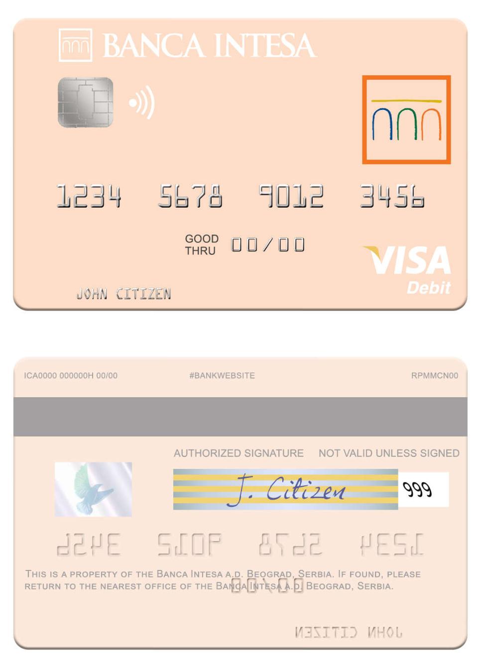 Serbia The Banca Intesa a.d. Beograd visa debit card